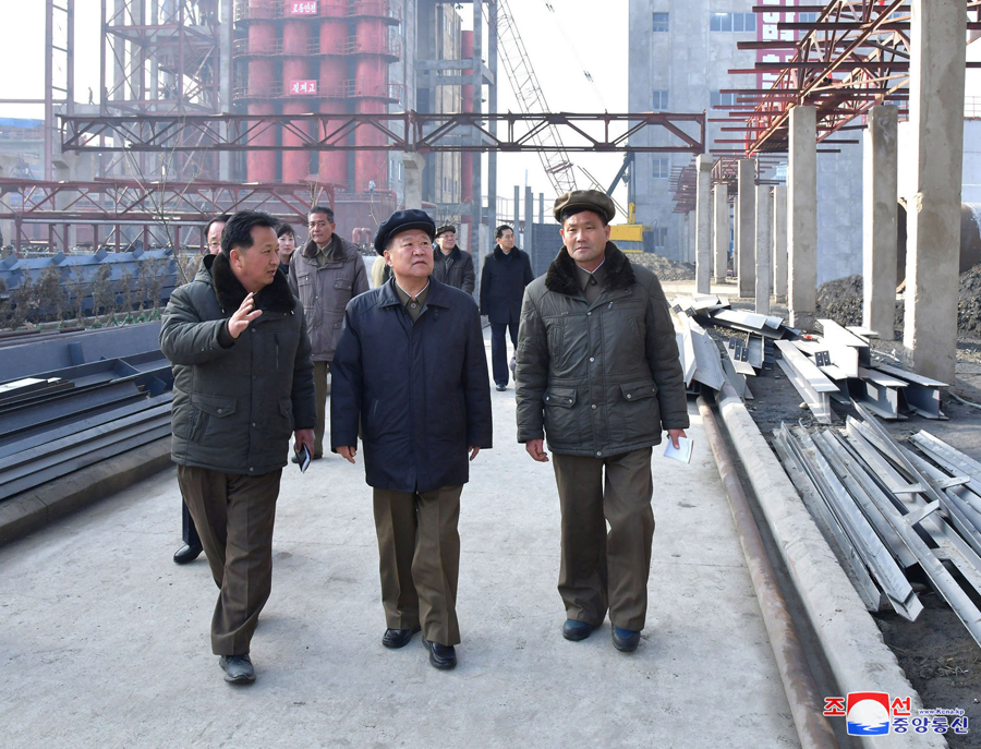 Choe Ryong Hae Inspects Sunchon Phosphatic Fertilizer Factory under Construction